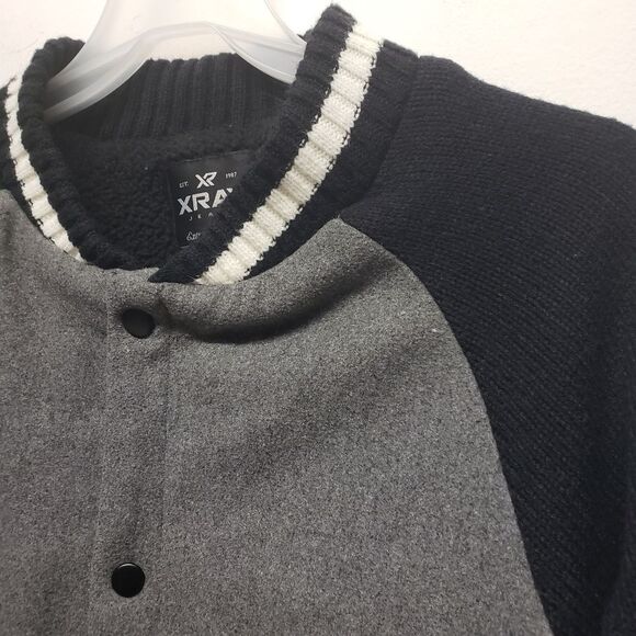 XRAY Jeans Varsity Jacket Mens Snap Button Up Fleece Colorblock Small Old School - Picture 9 of 15